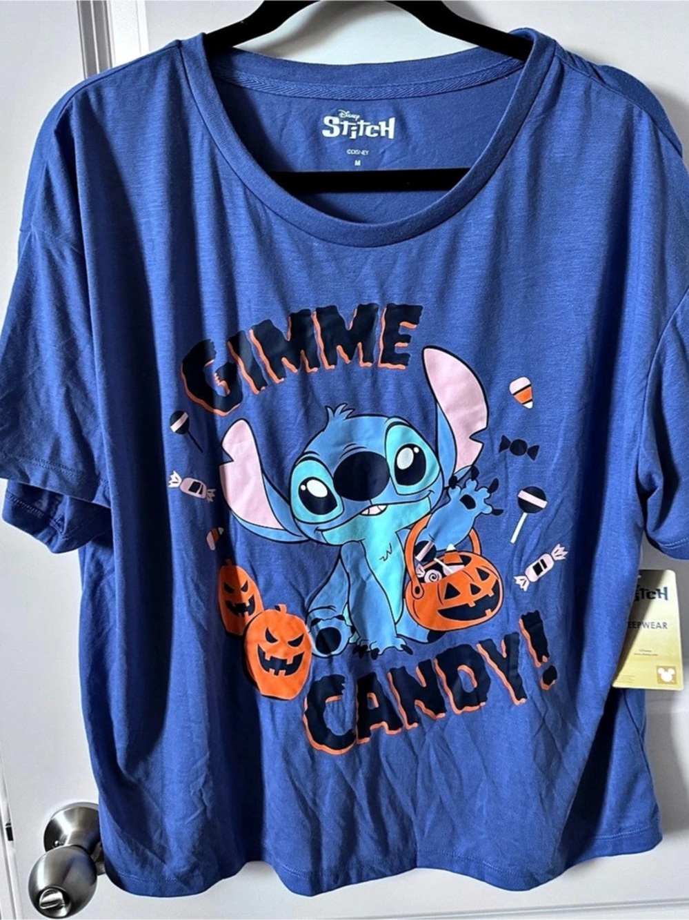 NWT-Disney Stitch Halloween Graphic Pajama Tee Blue Size Medium